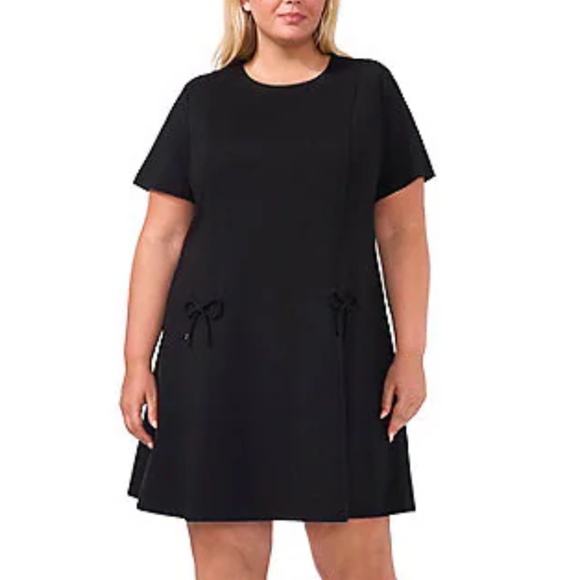 CeCe Black Bow Detail A-Line Plus Size Casual Career Dress 18W - Picture 1 of 10